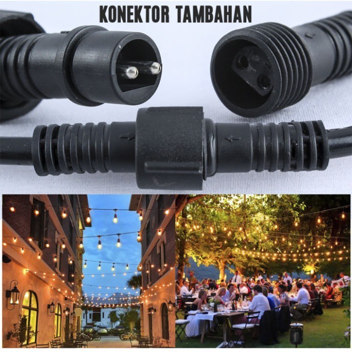 Fitting Lampu Gantung Outdoor 10 Meter 20 Fiting / Waterproof / 10 Meter 10 Fitting LAMPU GANTUNG CAFE 20 M / 10 M dekorasi/Kabel Fitting Outdor/Lampu Hias Cafe