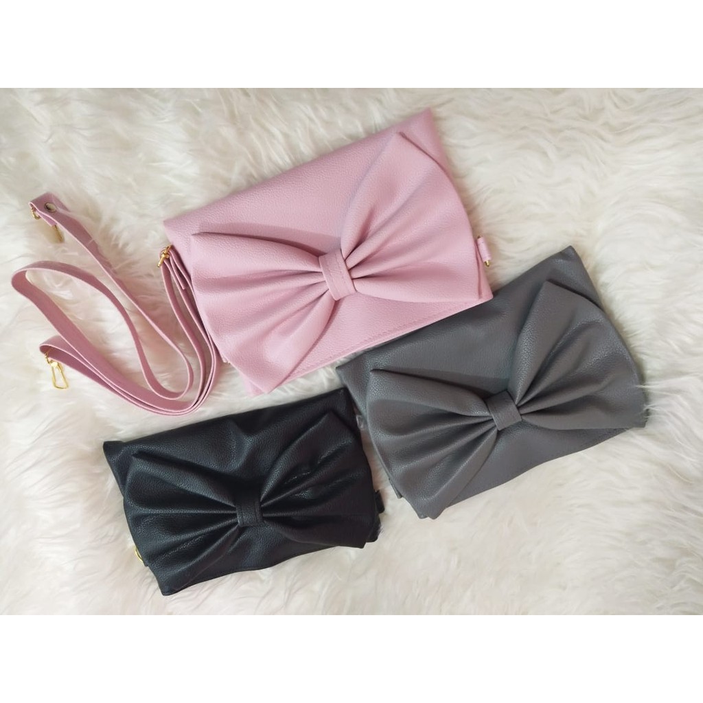 NunuLisaTan - Terbaru Sling Bag Tas Pita Wanita Lucu Dompet Mini Pita Besar
