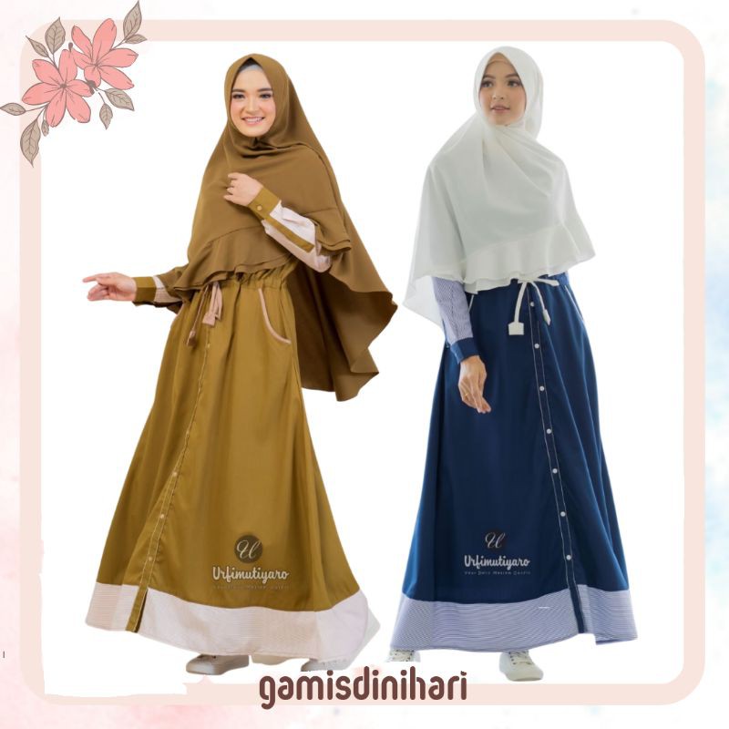 Baju Gamis Wanita Remaja Amarilis Urfimutiyaro Fashion Pakaian Muslim Katun Busui Syari Lebaran