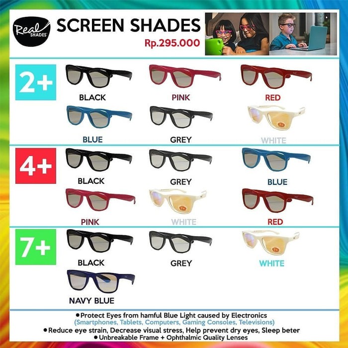 Real Shades Screen Glasses CHILL Kacamata Anak Anti Radiasi dan Sinar UVA/UVB