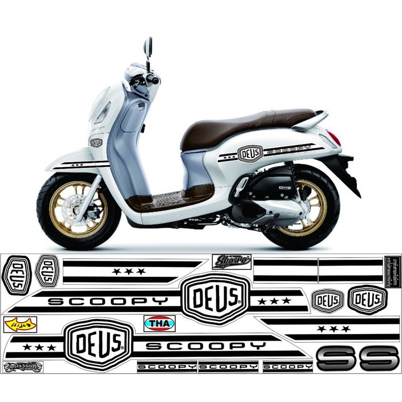 STRIPING SCOOPY VARIASI LIS DEUS HITAM PUTIH -INDIGO01-