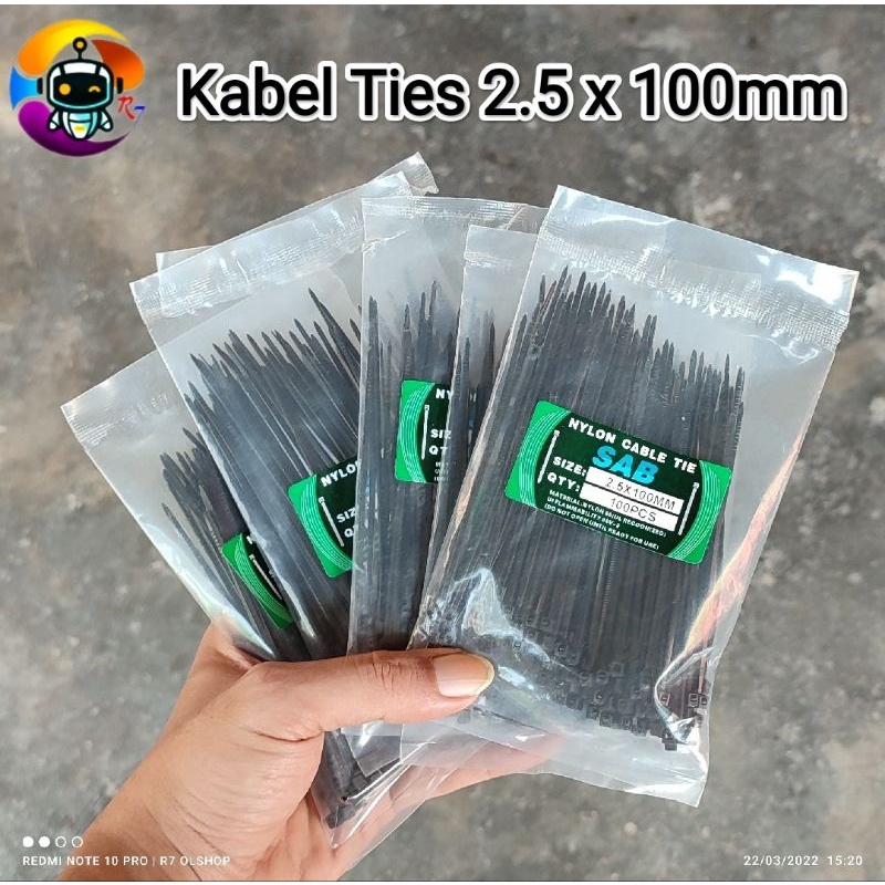 Kabel Ties 2.5 x 100mm Hitam Nylon Cable Tie