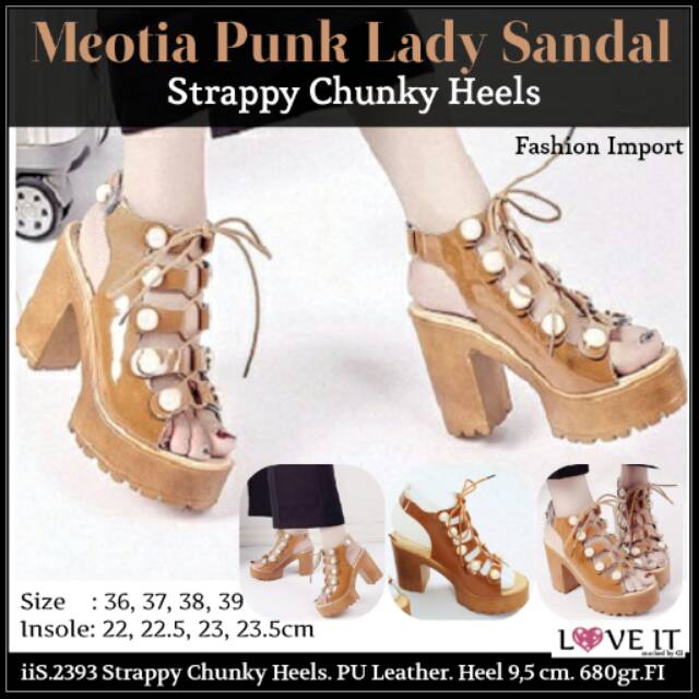 SANDAL PEREMPUAN Chunky Heels Import Wanita Punk Lady Strappy Galeri Intan Batam8040.S23931.zara