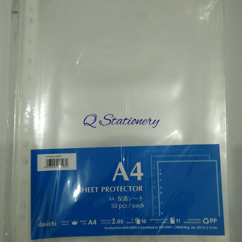 

Sheet protector atau p pocket ukuran A4 merek Daiichi 1 pak