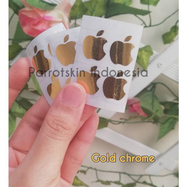 Sticker logo apple iphone Gold Chrome isi 4 for hp samsung xiaomi asus vivo oppo dll