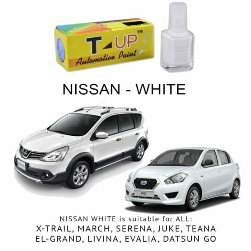 T-Up cat oles Nissan white solid contoh cat putih Nissan march evalia livina sample cat Nissan white