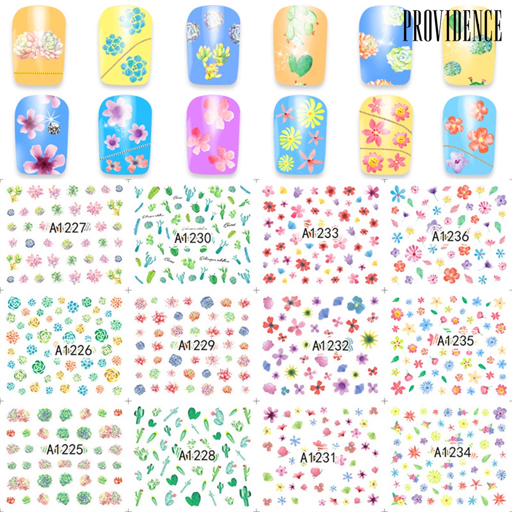 Providence 12Sheet Nail Patch Printed Pattern Waterproof Multiple Styles Women Nail Art Sticker for Beauty