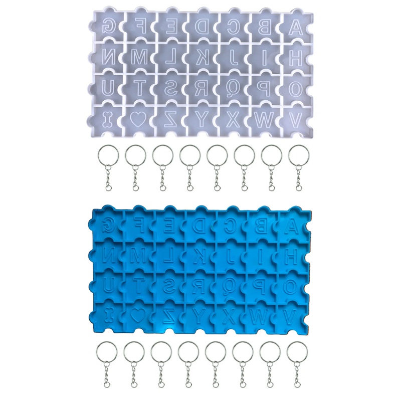 Siy Cetakan Resin Epoksi Bentuk Puzzle Alfabet 3d Bahan Silikon Untuk Gantungan Kunci / Perhiasan Diy