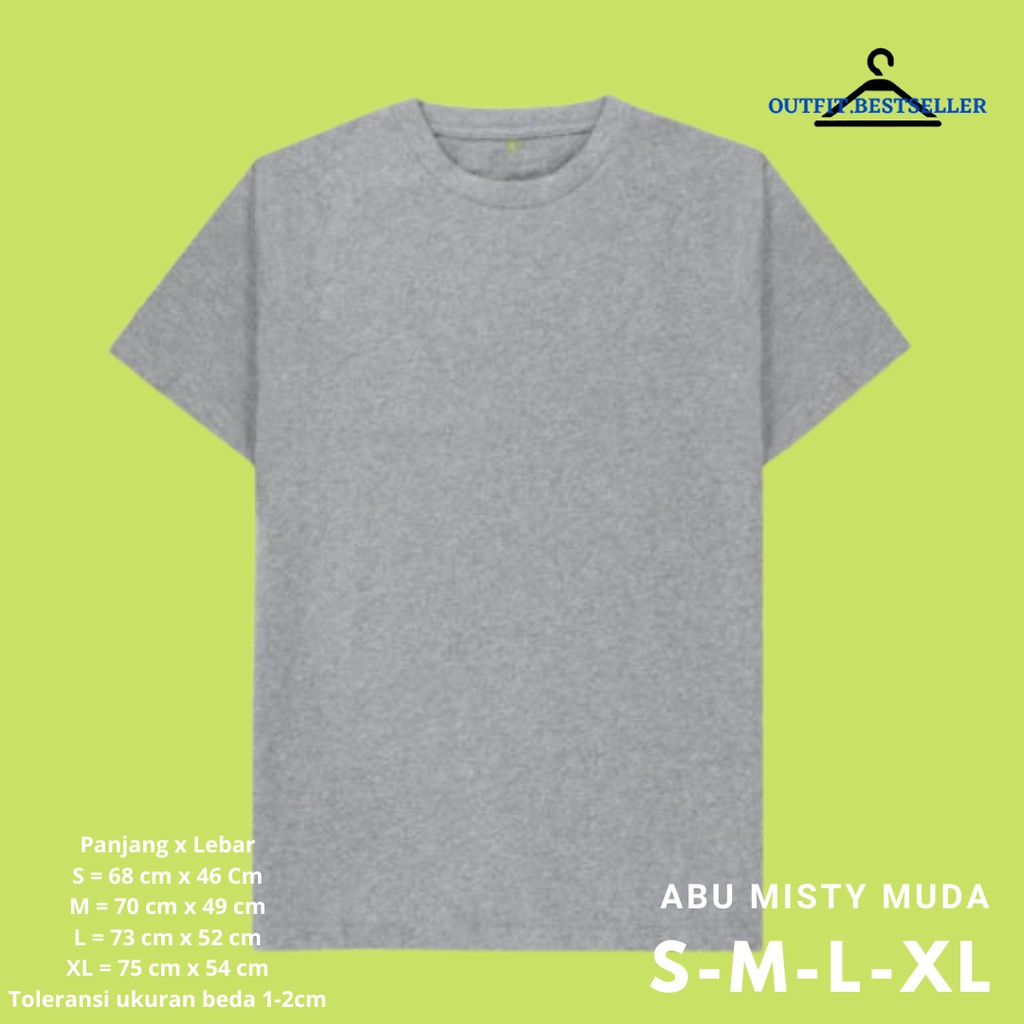 KAOS POLOS PRIA LENGAN PENDEK ABU MISTY MUDA / BAJU OBLONG POLOS / TSHIRT KAOS DISTRO / PE