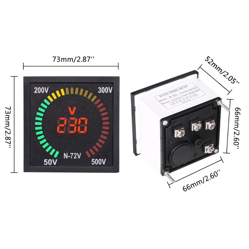 Btsg 72mm Panel LED Display Voltage Meter 68mm Ukuran Lubang Voltmeter 110V 220V Indikator Tegangan Digital 50V Ke 500V Acces