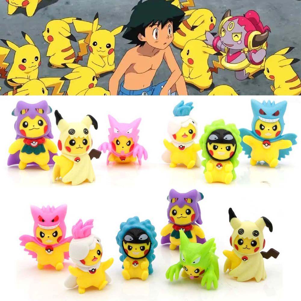 【 ELEGANT 】 Pokemon Anime Figure Kartun Mainan Hadiah Pikachu Koleksi Mainan Cross Dressing Model Toys Collection Model