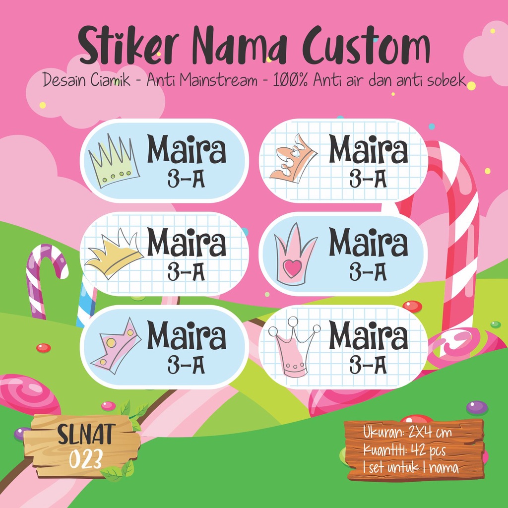 

sticker label nama anak kartun cute lucu SLNAT 023