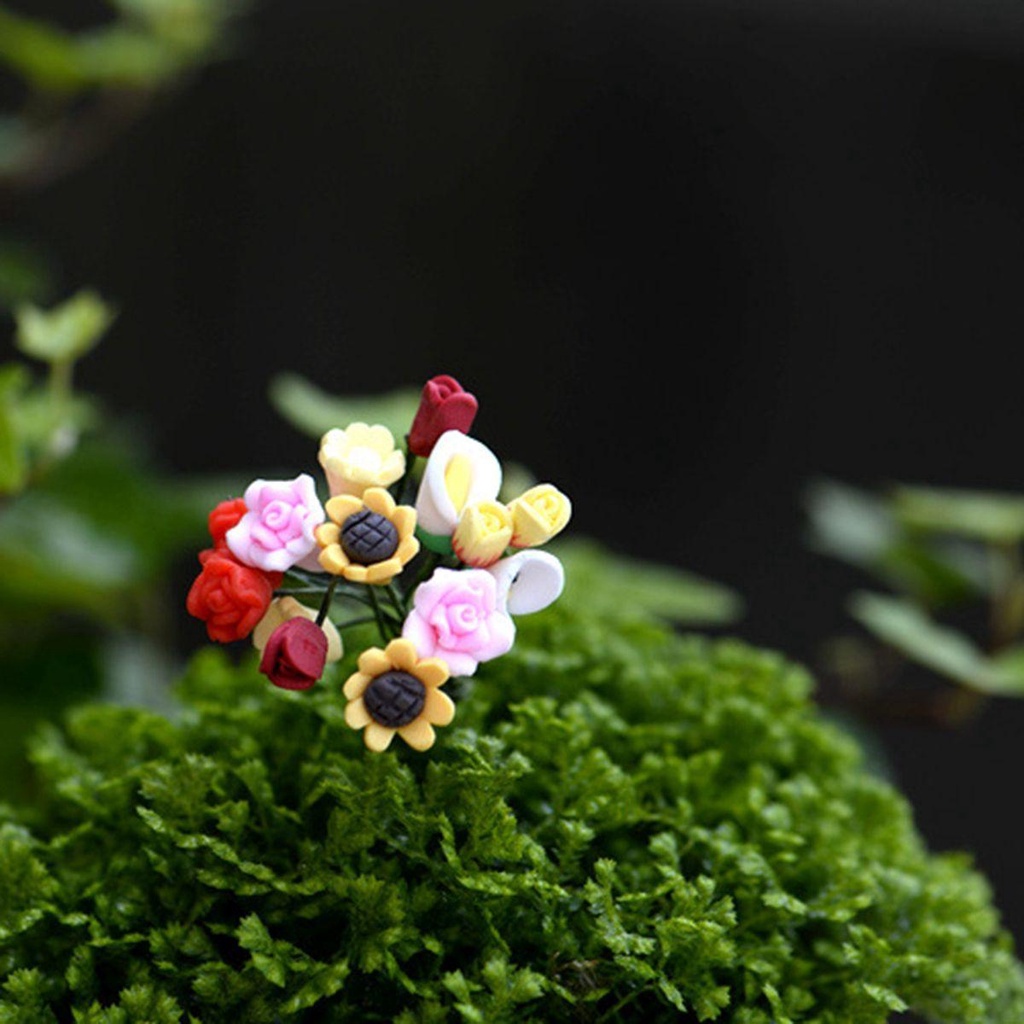[Elegan] Bunga Buatan Lucu Rumah Boneka Lanskap Mikro DIY Resin Untuk Lumut Sukulen Tanaman Miniatur