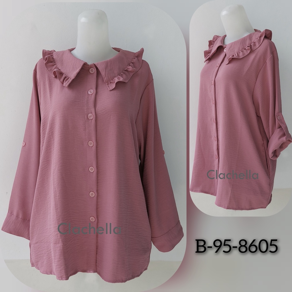 Clachella Blus Atasan Crincle Polos, Baju Atasan Wanita B958605