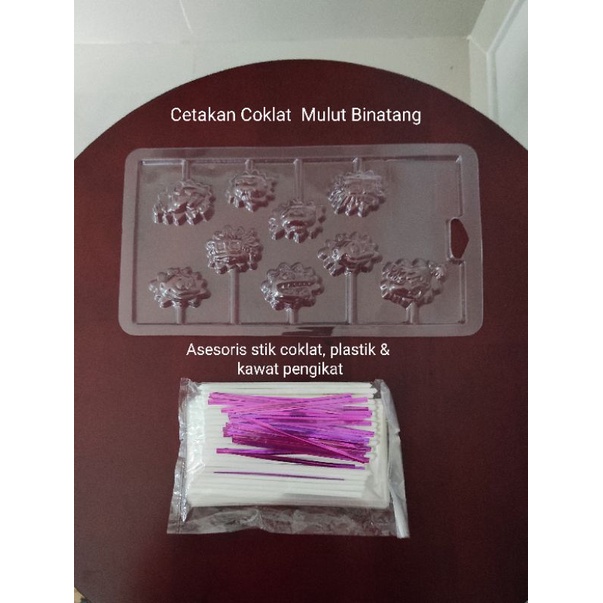 Cetakan Coklat Mika Karakter Mulut Binatang + Asesoris
