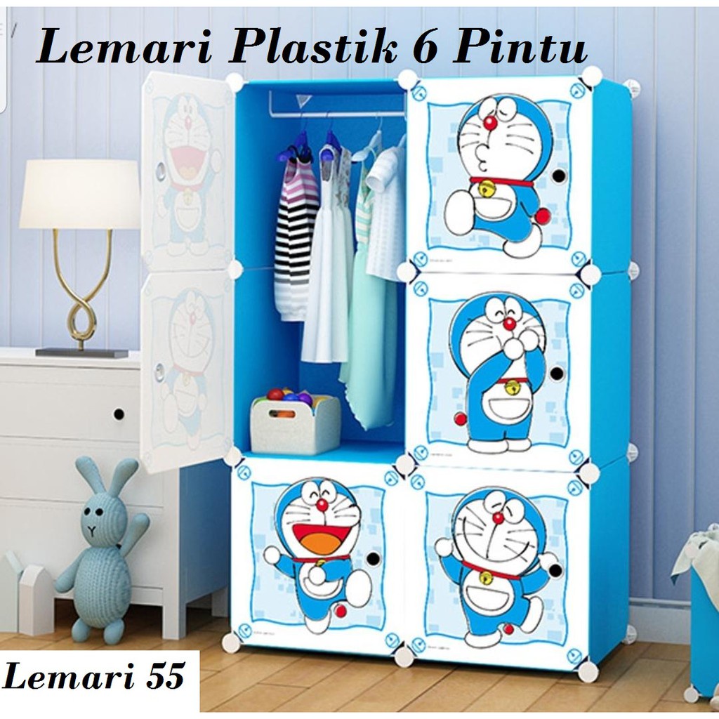 lemari pakaian plastik 6 pintu (ada gantungan)