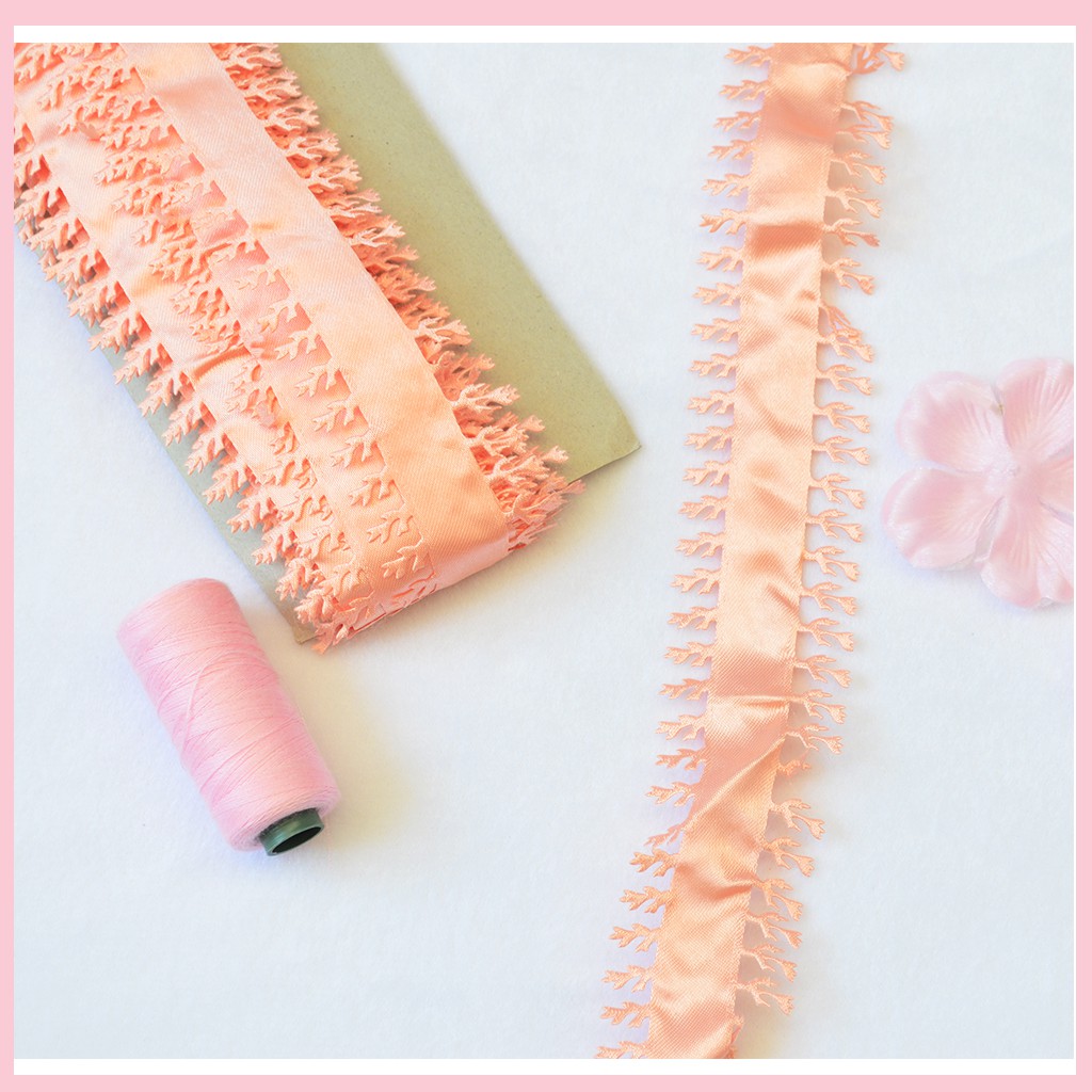 [PER ROLL] Renda rumput satin silk jepang lebar 2cm - vintage rustic hiasan souvenir hantaran hijab 