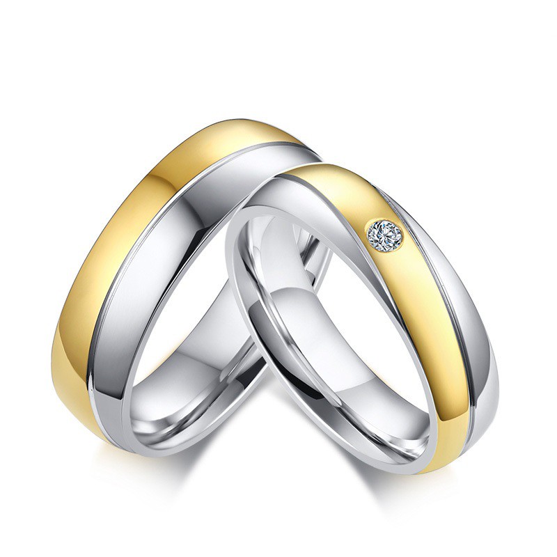 [NEW] Cincin Couple / Tunangan / Nikah / Pasangan / Titanium Gold unik dan elegant C085