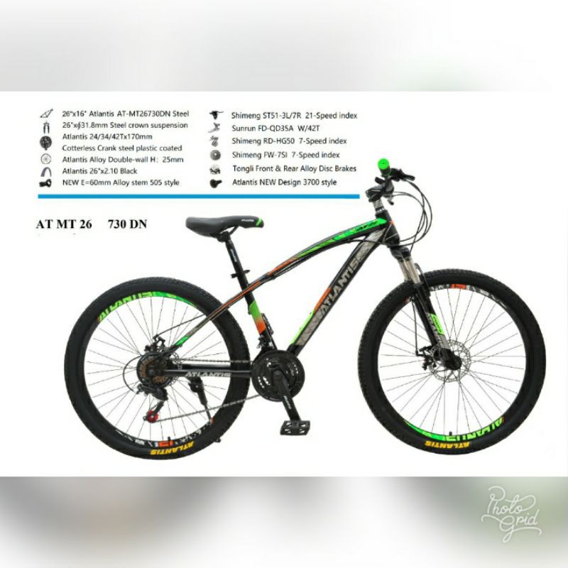 Sepeda MTB 26 inch Merk Atlantis AT MT 730 DN