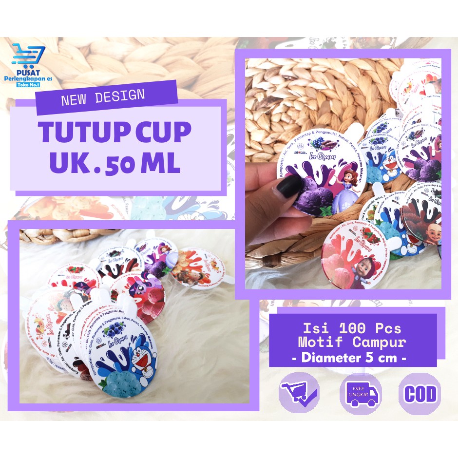 

Es Krim Tutup Cup 100ML Motif Isi 100 Lembar / BISA COD