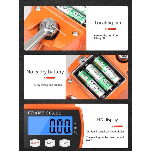 Timbangan Digital Gantung ORI / Crane Scale 300kg Digital LED Orange LCD Smart Crane Hook Scale Hanging 300Kg