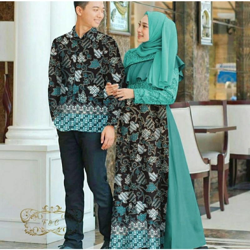 Baju gamis batik couple baju muslim couple pasangan Couple Batik ALAZKA