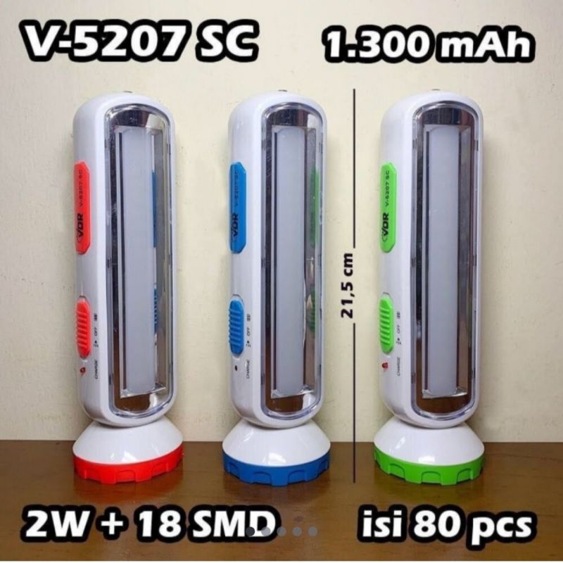 Emergency Lamp LED + Senter V-5207 SC 2W + 18SMD VDR