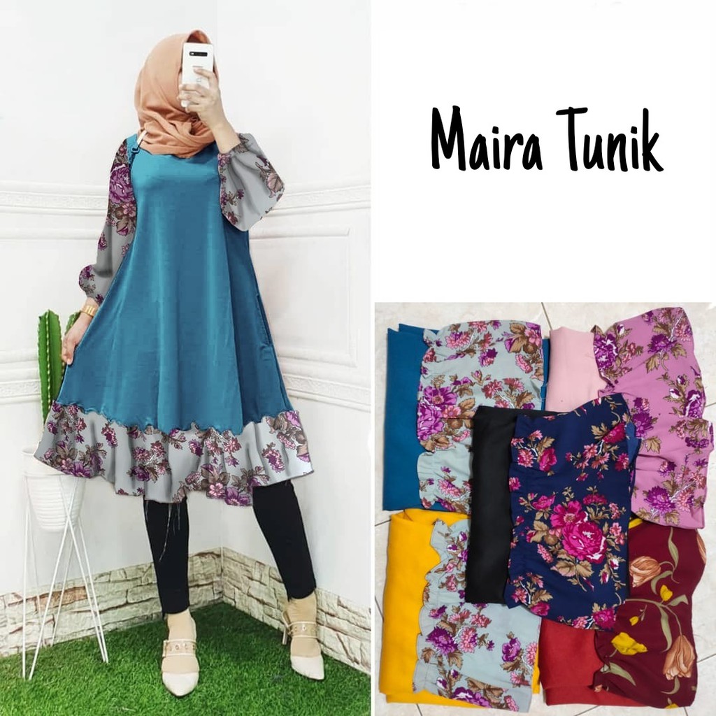 DEMORE FASHION MUSLIM PAKAIAN WANITA ATASAN TUNIK MAIRA DMR