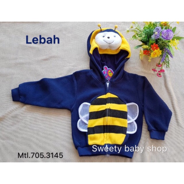 Jaket balita topi binatang 6m-2th 3 dimensi boneka lucu unisex bahan lembut