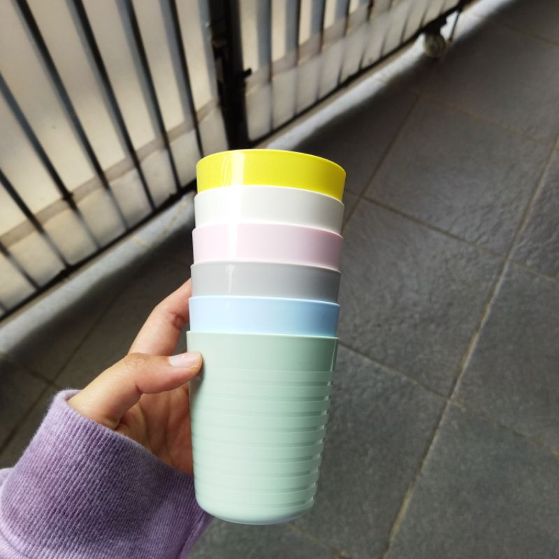 Mug Gelas plastik anak 6 pcs warna pastel minum