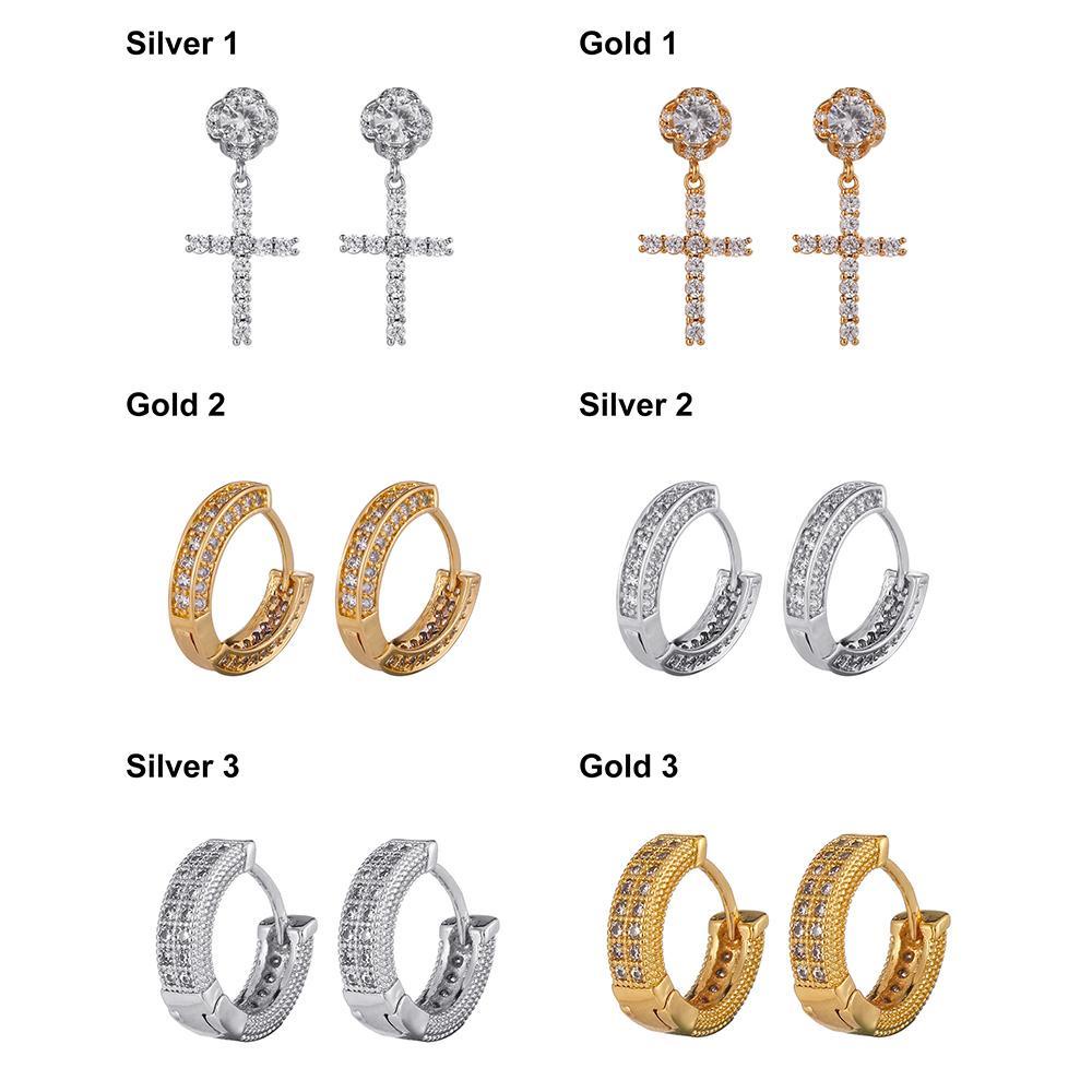 Lily Cross Anting Perhiasan Fashion Helix Tulang Rawan Tragus Cubic Zirconia Huggie Hoop Earring Zirkon Telinga Stud