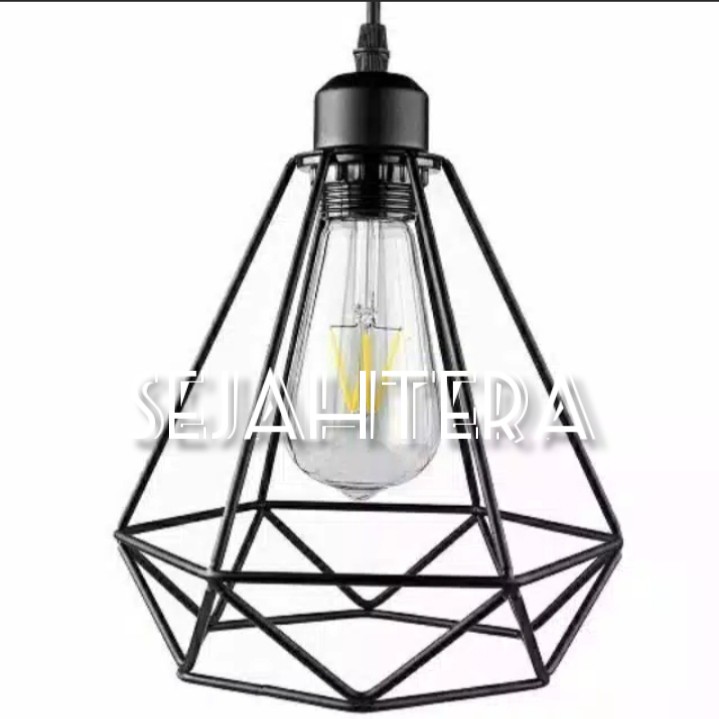 lampu hias gantung diamon 05 minimalis besi hitam  /