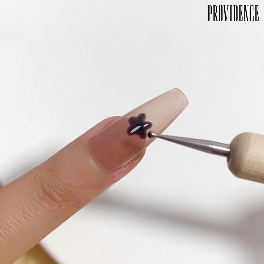 Providence 5pcs / Set Pen Dotting Nail Art Profesional Kepala Ganda Gagang Kayu Ergonomis