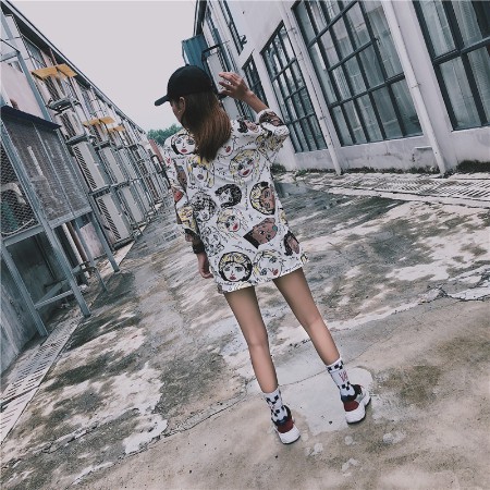 VS - OVERSIZE MELANI  Kaos Wanita korea  ulzzang lengan pendek kaos longgar dicetak