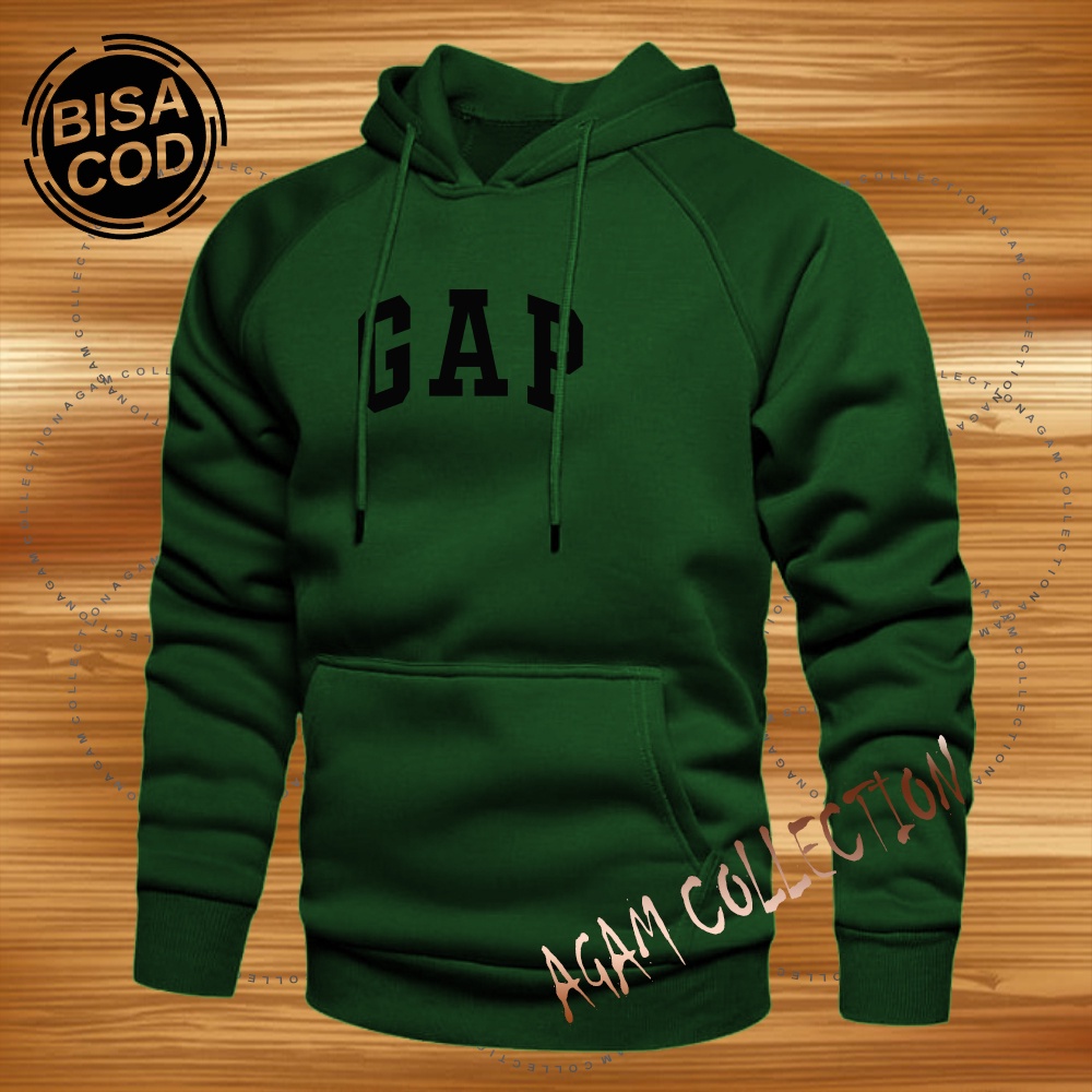 Agam collection Sweater Hoodie Distro GAP Premium Text Hitam Atasan Pria Wanita Big Size