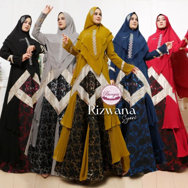 Rizwana syari original by bungas gamis pesta premium