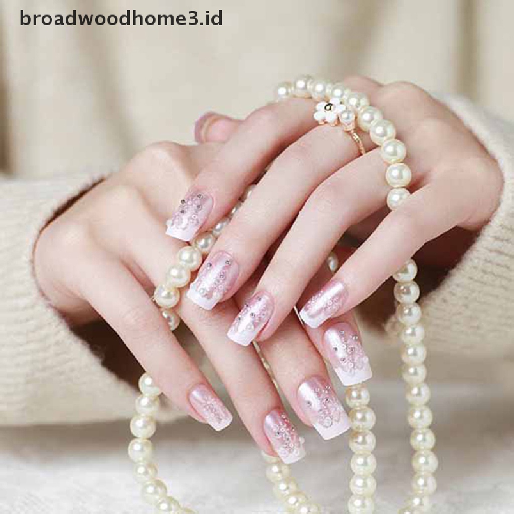 24pcs Kuku Palsu Akrilik Uv Gel Motif Snowflake Untuk Nail art