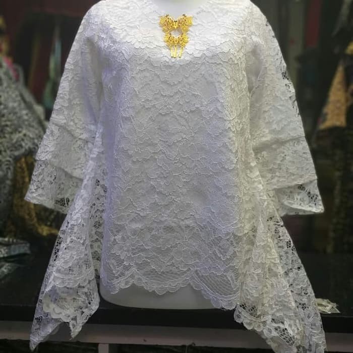 Kebaya Modern / Atasan Kebaya Brukat Rinjani / Warna Putih dan pilihan warna lainnya