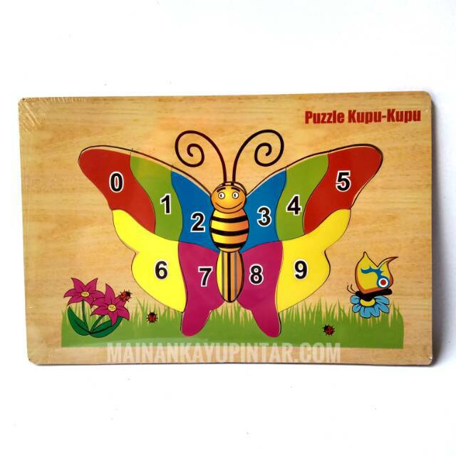 Puzzle Kayu Kupu Kupu Angka