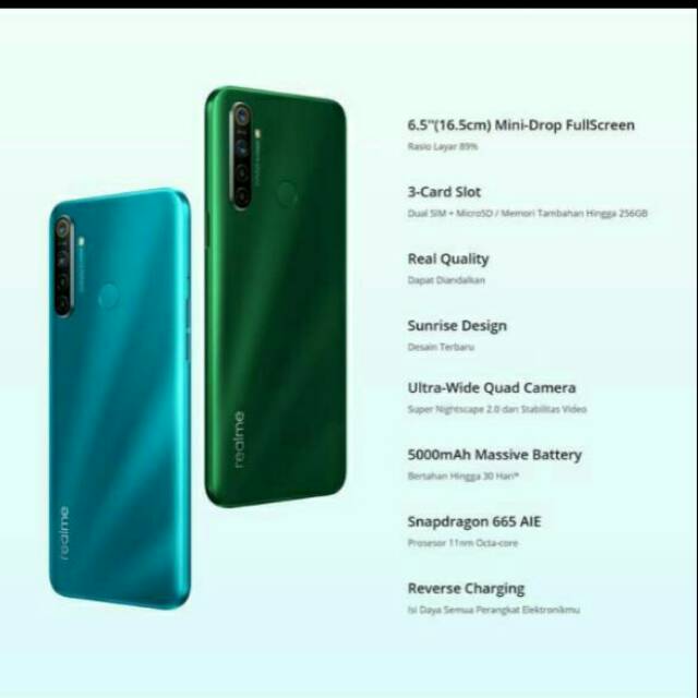 Hp terbaru ram 4gb rom 64gb hp realme 5i garansi resmi bkn a51 note10 a71