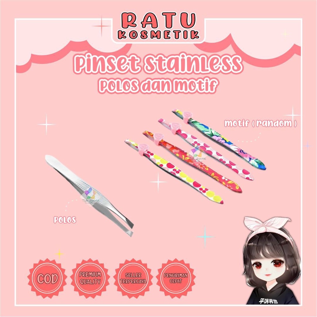 ❤ RATU ❤ Pinset Steinless Polos / Motif | Pencabut Bulu | Rambut / Alis