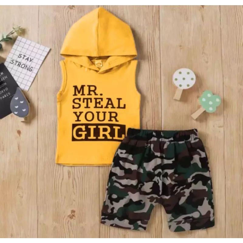 Baju setelan anak kupluk MR steal your Girl 1-5 thn baju anak kekinian baju anak laki laki baju anak prempuan bisa pilih warna harga grosir