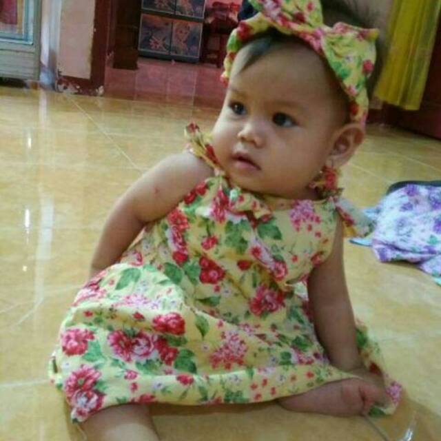 Dress tali pundak/dress anak adem/dress baby/baju harian anak/rok baby
