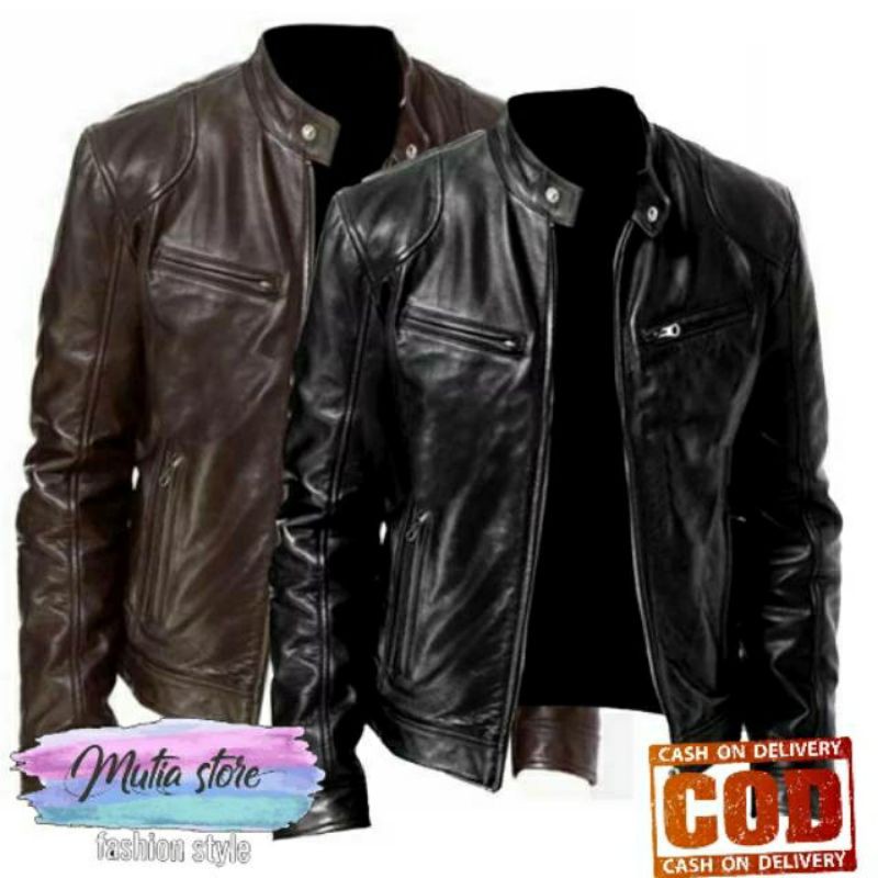 (New Trend) Jaket Kulit Pria Original Elegant Brownie ARL 033 Silverstone RFLA Ariel Noah