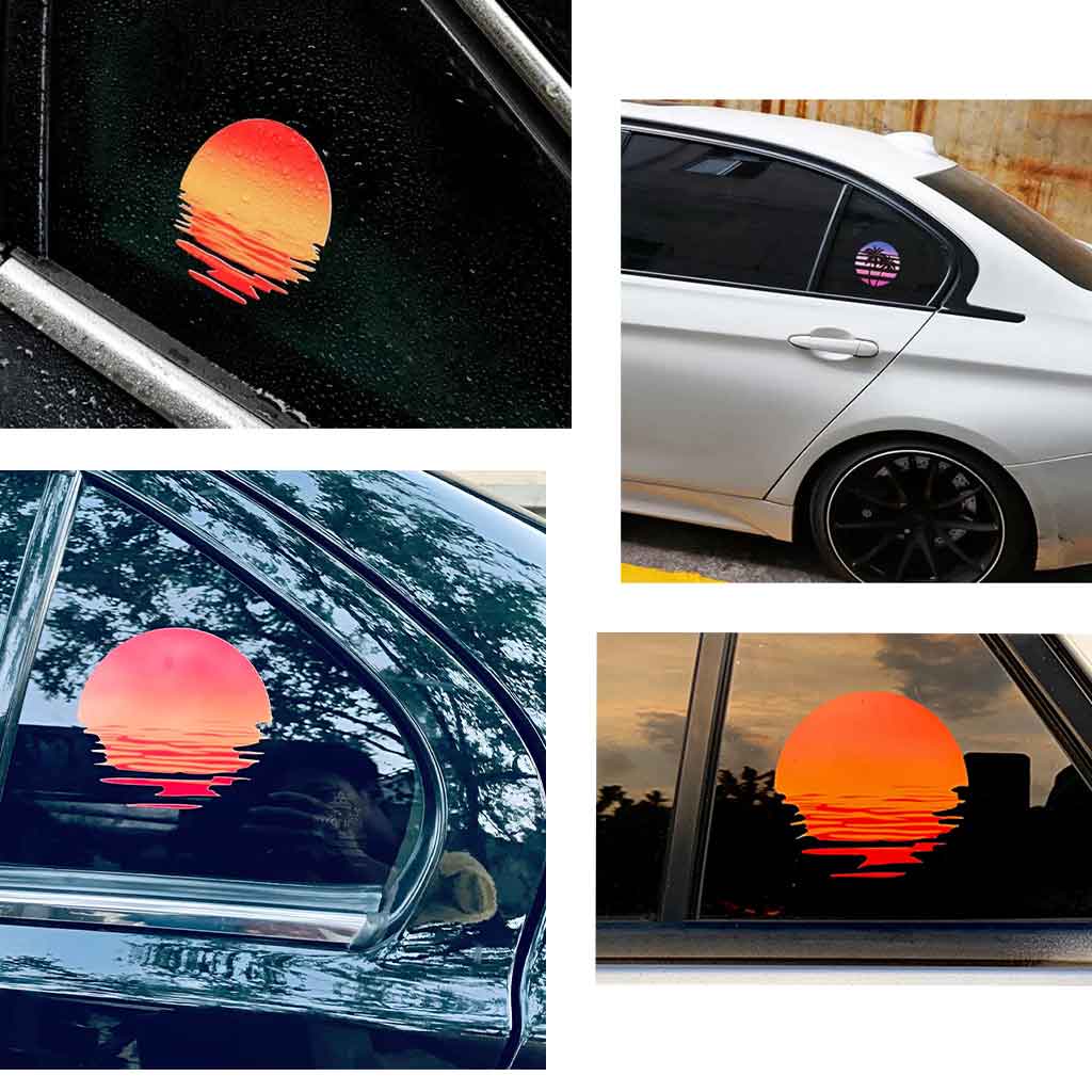 Sunset Car Stickers Vinyl Palm Tree Auto Decals Charm Side Window Cover Automobile Tuning Decor Accessories Car Styling