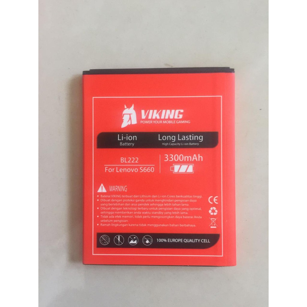 Baterai Viking 3300mAh LENOVO BL222 BL-222 A660 S660 S668T Batre BateRE