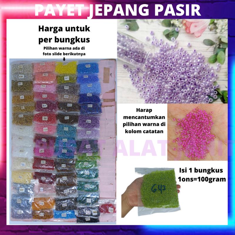 Payet jepang pasir payet pasir mute manik kebaya dress per 100 gram