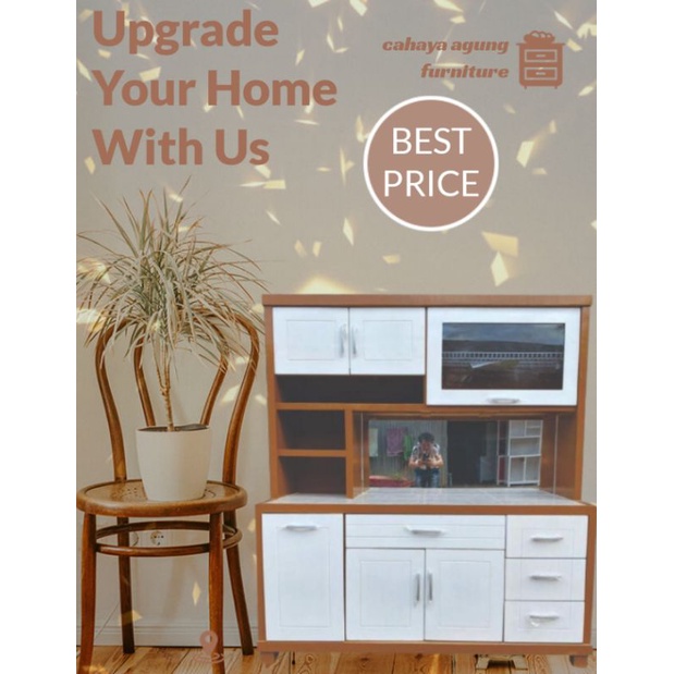 lemari sayur lemari dapur 4 pintu cermin hidrolik