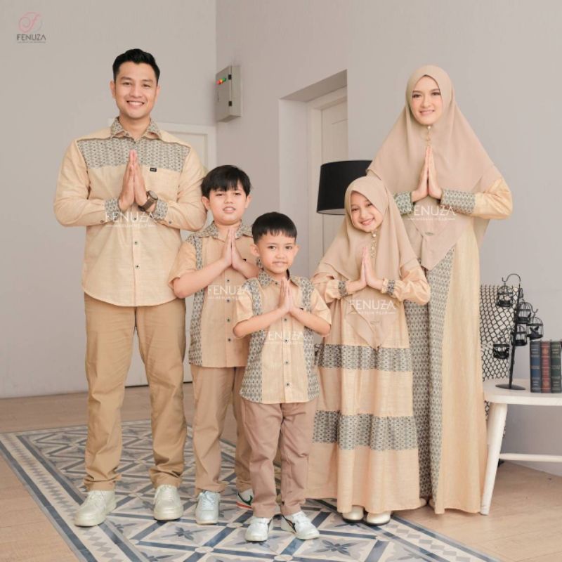 Syakir Syakira By Fenuza Warna Grey dan Vanilla Size XS-XXL Serimbit Lebaran Terbaru 2022 Bahan Adem