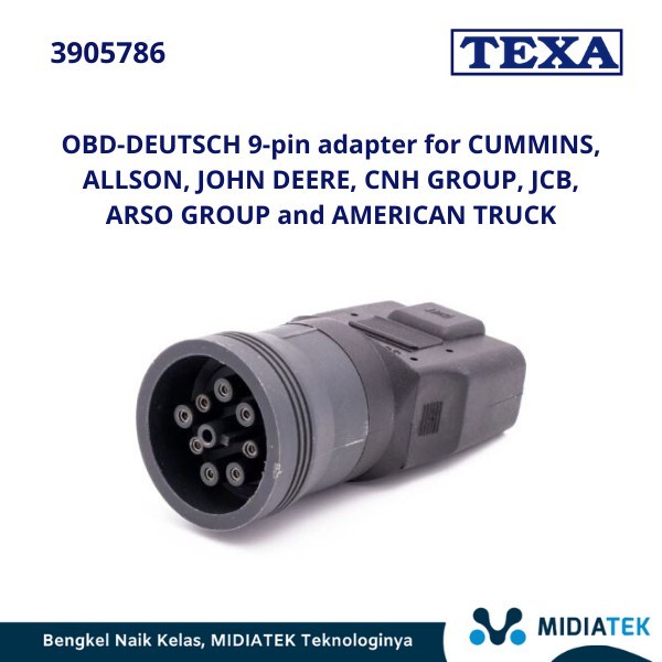 OBD-DEUTSCH 9-pin adapter for CUMMINS, ALLSON, JOHN DEERE, CNH GROUP, JCB, ARSO GROUP and AMERICAN T